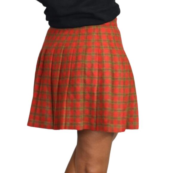 Vintage Abercrombie Plaid Skirt Red Tennis Pleated Mini Tartan Wool Size Small - Picture 14 of 16